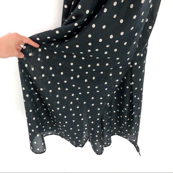 URBAN REVIVO Polka Dot Midi Dress Black White 4 - Picture 5 of 10